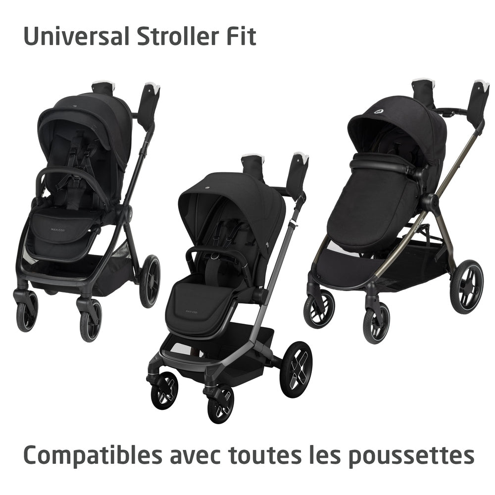MAXI COSI Stroller Gloves in black for universal stroller fit, shown ready to keep hands warm on the handlebar.