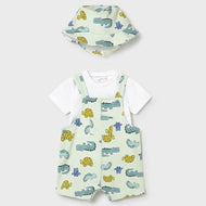 Mayoral Baby Knit Dungarees & Hat Set Apple