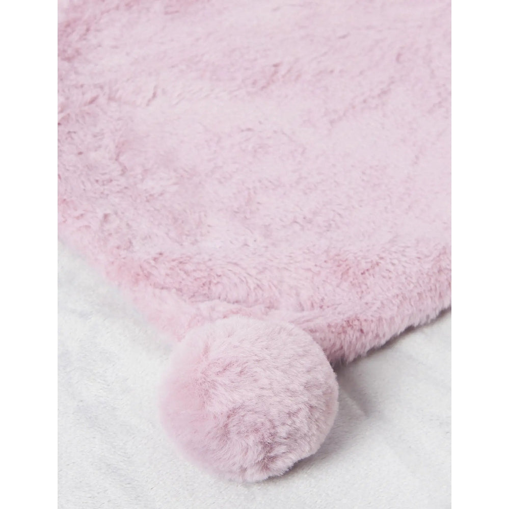 Mayoral Baby Pompom Blanket, pink plush with fluffy pompom accent resting on soft surface