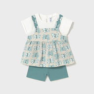 Mayoral Baby Shorts And Layered T-Shirt Set Emerald