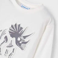 Mayoral Cotton Dinosaur Shirt Cream