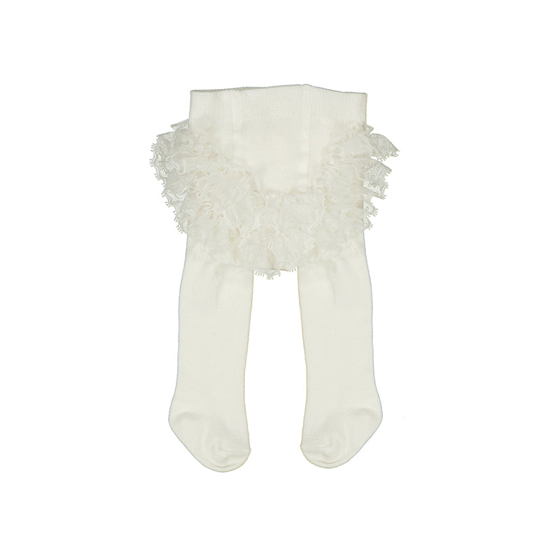 Mayoral Flounces Tights, white baby tights with attached ruffled bloomers top by MAYORAL