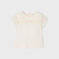 Mayoral Girl Appliques T-Shirt Creamy White