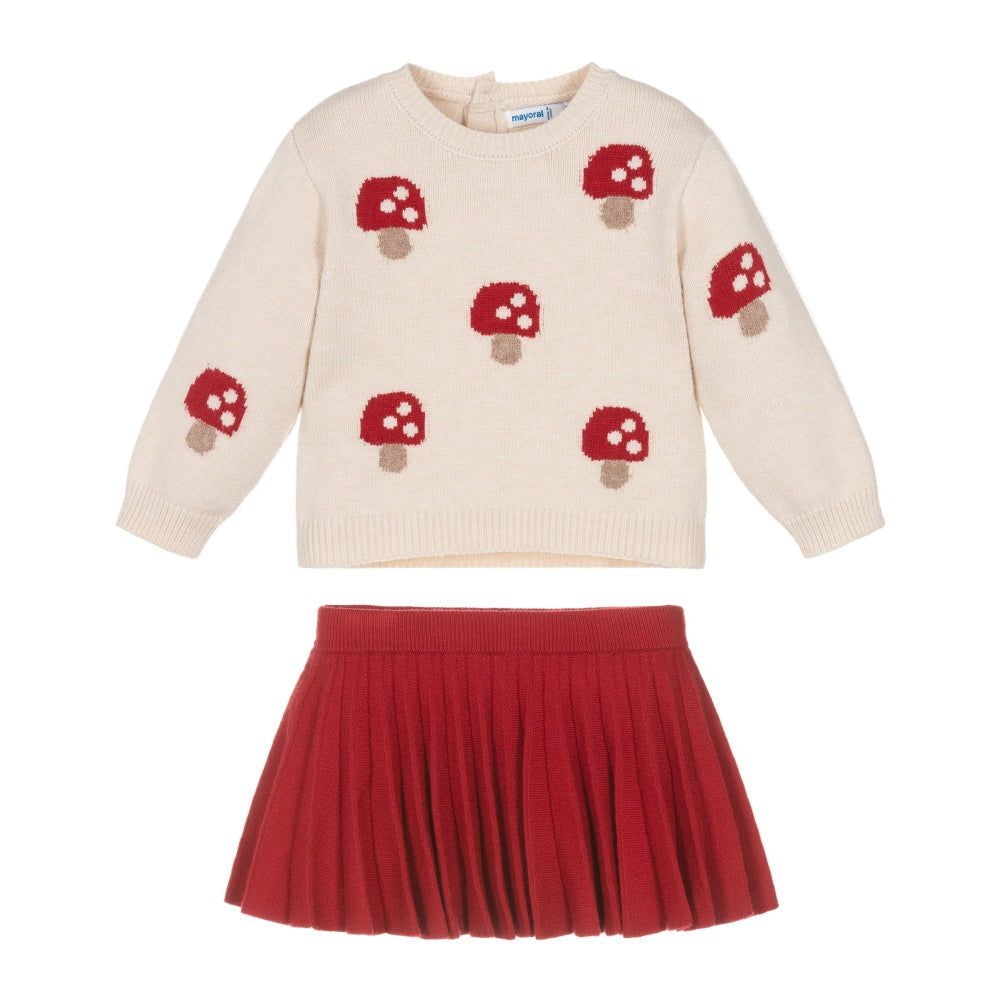 Mayoral Girls Baby Tricot Skirt Set Red