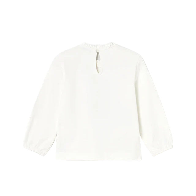 Mayoral Girls Cotton Dog Print Top Shirt Cream