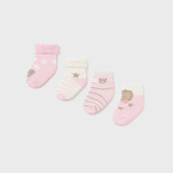 Mayoral Newborn 4 Pack Socks Organic Cotton Rosa