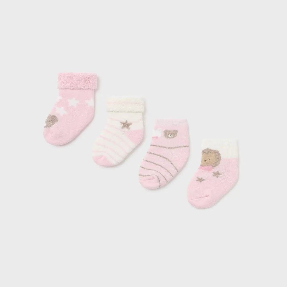 Mayoral Newborn 4 Pack Socks Organic Cotton Rosa