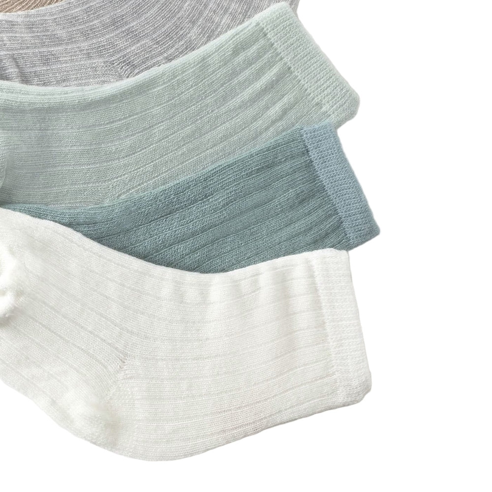 Mayoral newborn socks 6-pack in pastel green, blue, gray, and white