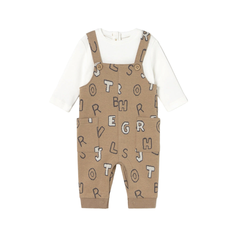 Mayoral Newborn Jacquard Romper Peanut