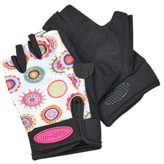 Micro Gloves Doodle Dot riding gloves; black pair with colorful patterned palm, MICRO brand