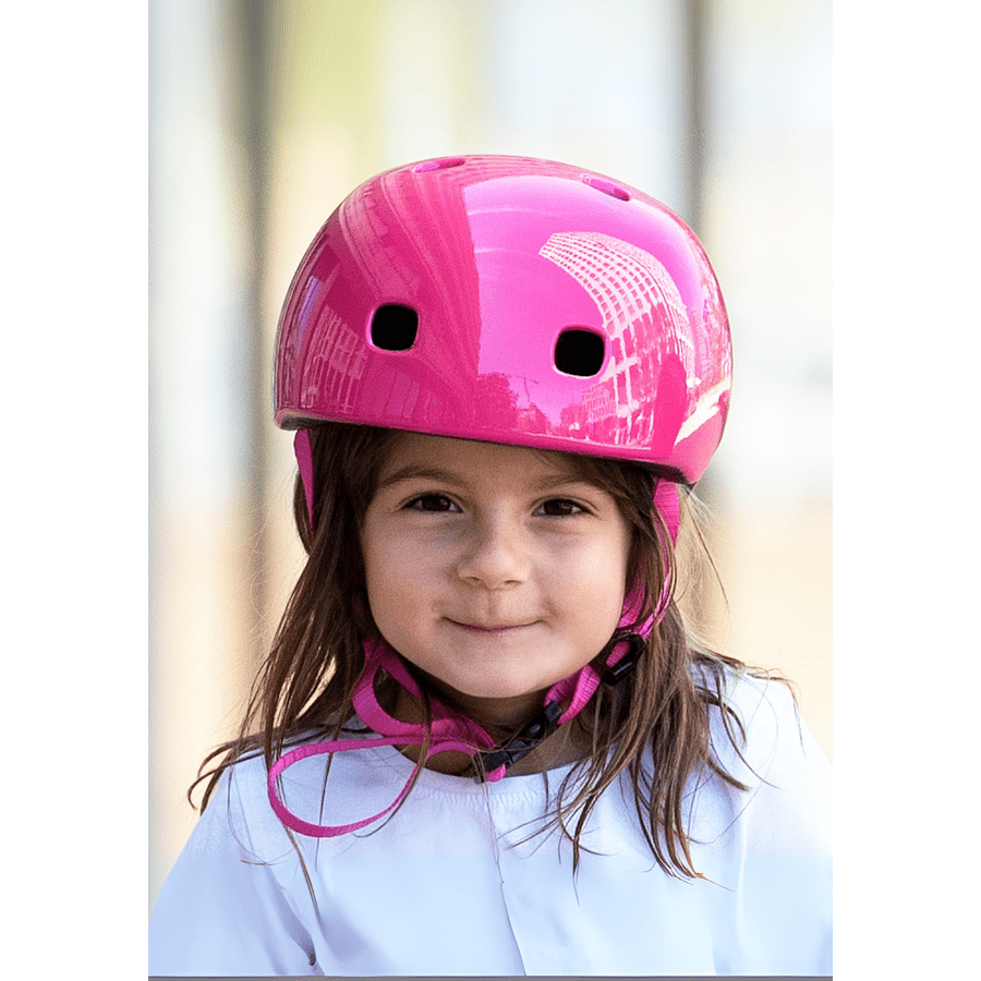 Micro Helmet Raspberry Pink for kids; bright pink protective riding helmet by MICRO