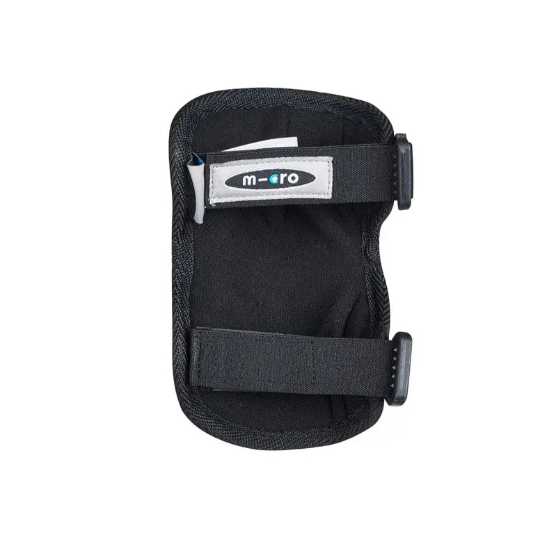 Micro Knee & Elbow Pad Set Black; two pads with adjustable Velcro straps shown.