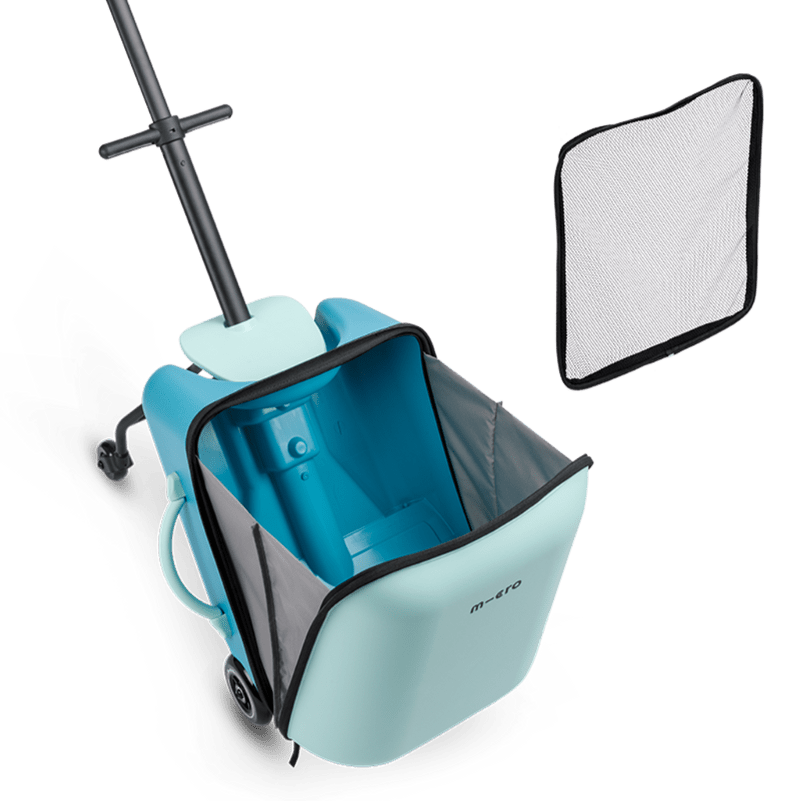 Micro Luggage Eazy Allrounder suitcase in mint with wheels, pull handle, and removable mesh panel