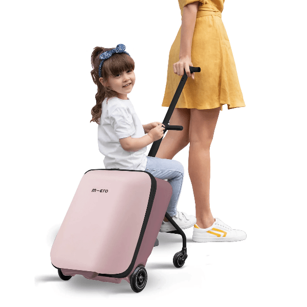 Micro Luggage Eazy Allrounder pink kid-sized suitcase with wheels and pull handle