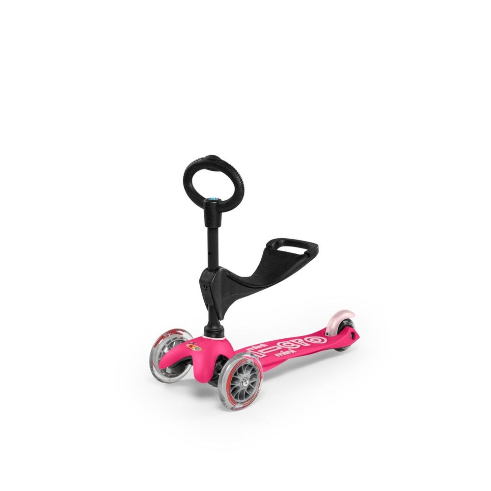 Micro Mini 3in1 Deluxe Scooter Pink with ring handle and seat, three wheels MICRO