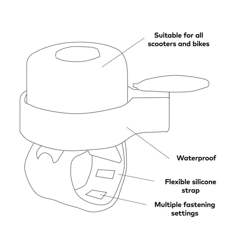 Micro Scooter Bell by MICRO with waterproof body and flexible silicone strap, multiple fastening settings