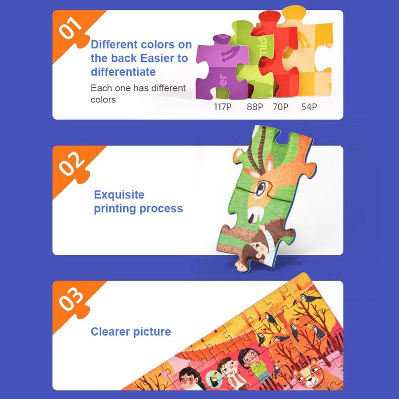 MIDEER 4 In 1 Puzzle Fairy Tale set with colorful illustrated puzzle pieces and vibrant designs.