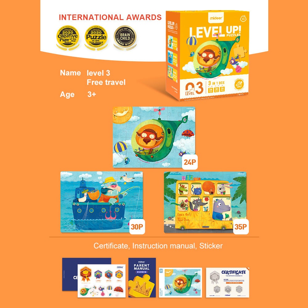 MIDEER Advanced Progressive Puzzle Level 03 Free Navigation 89pcs box with colorful 24P–35P tiles