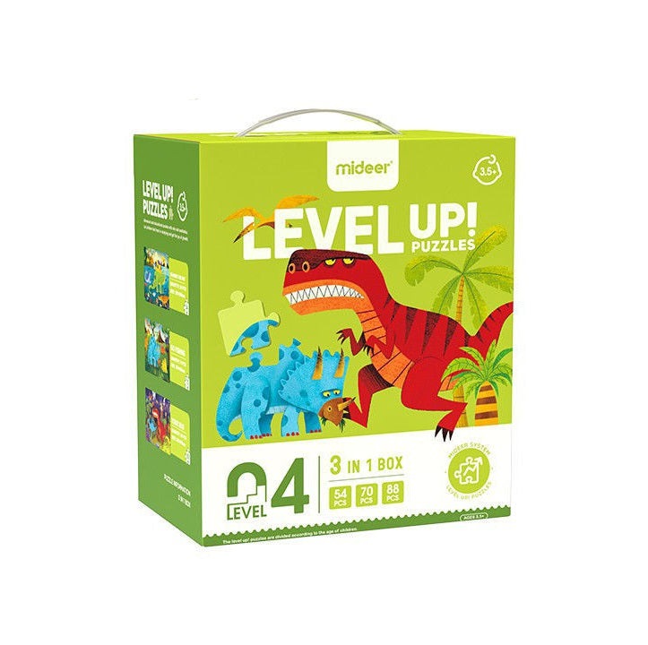 Mideer Advanced Progressive Puzzle Level 04 Dinosaur box, 212 pcs, 3 in 1 set