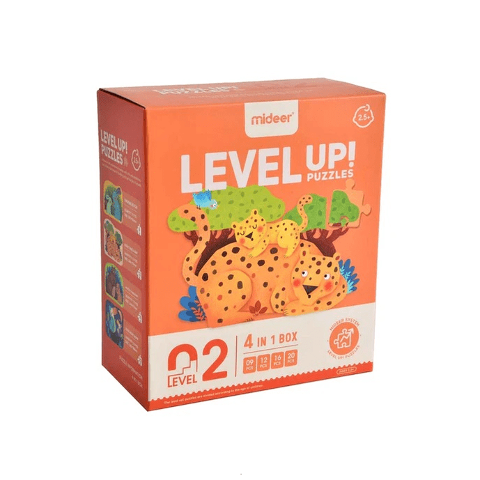 Mideer Level 02 Animals puzzle box, orange packaging, 57 pieces