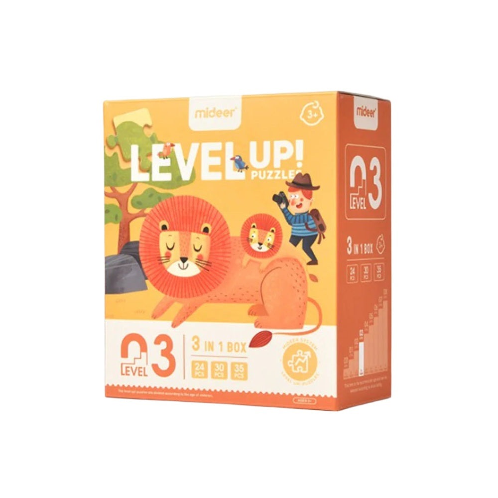 MIDEER Level 3 Nature puzzle box, 89 pieces, 3 in 1 box with vibrant lion illustration