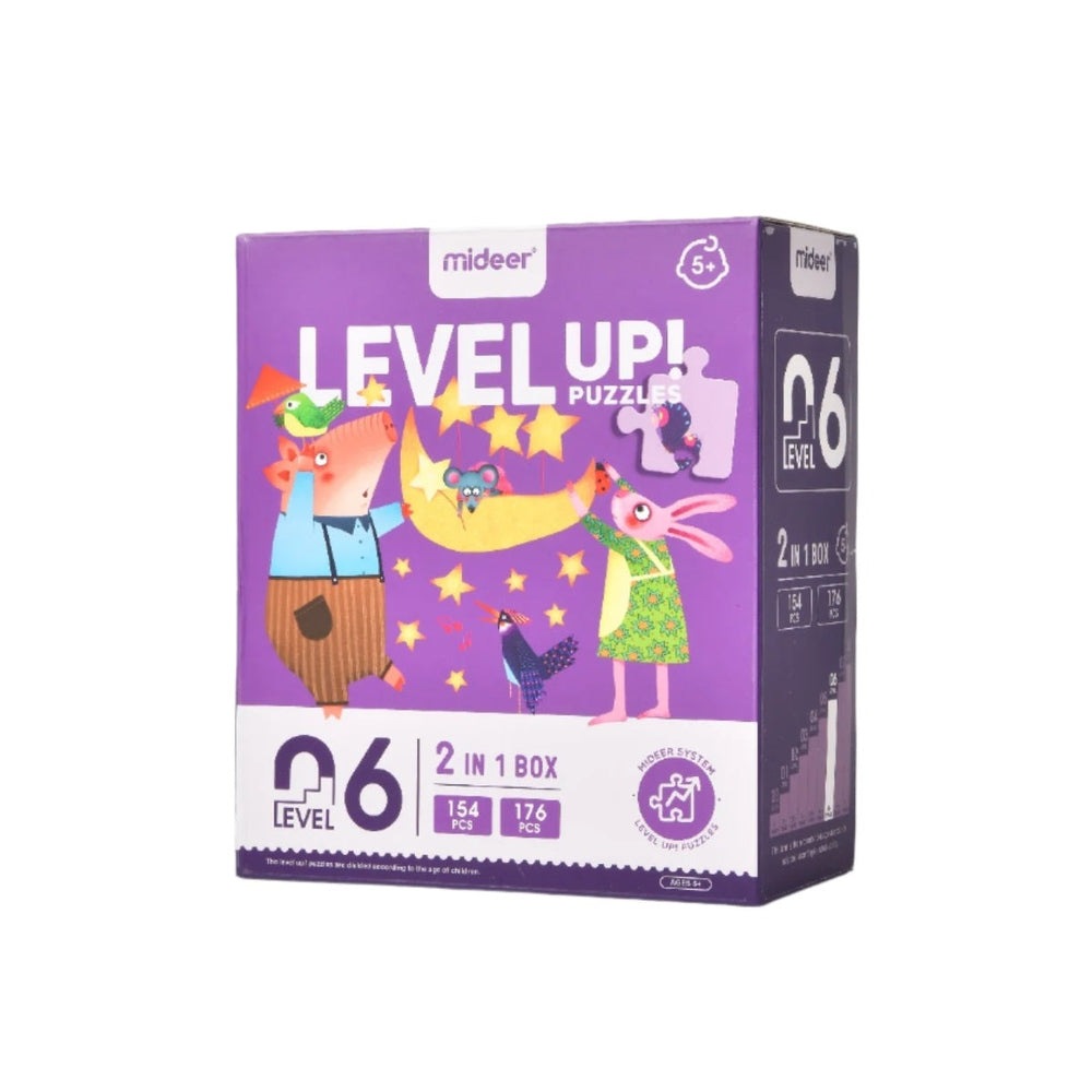Mideer Level 6 Advanced Puzzle Imagination 330pcs, 2-in-1 box with purple illustrated cover