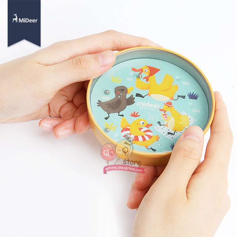 Mideer Beads Game The Ugly Duckling round tin with turquoise lid and colorful duck illustrations