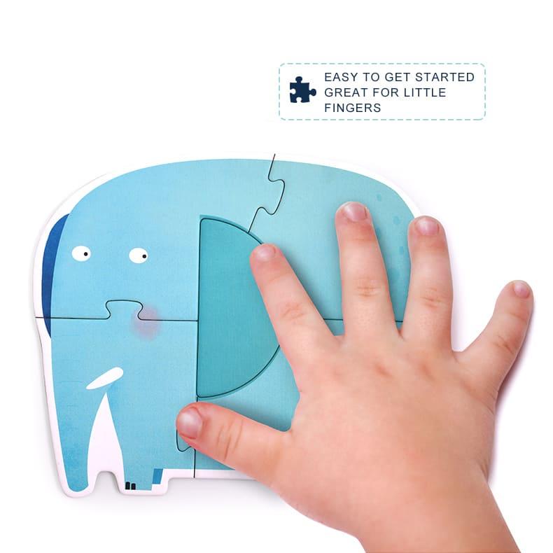 MIDEER My First Puzzle Geometry & Animal 32 pcs blue elephant toddler puzzle