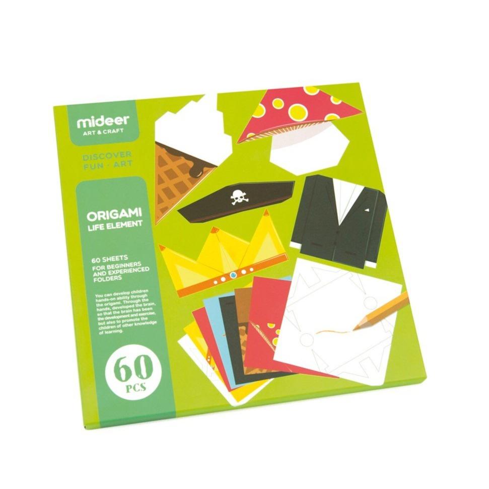 Mideer Origami Life Element 60 pcs set featuring colorful origami sheets