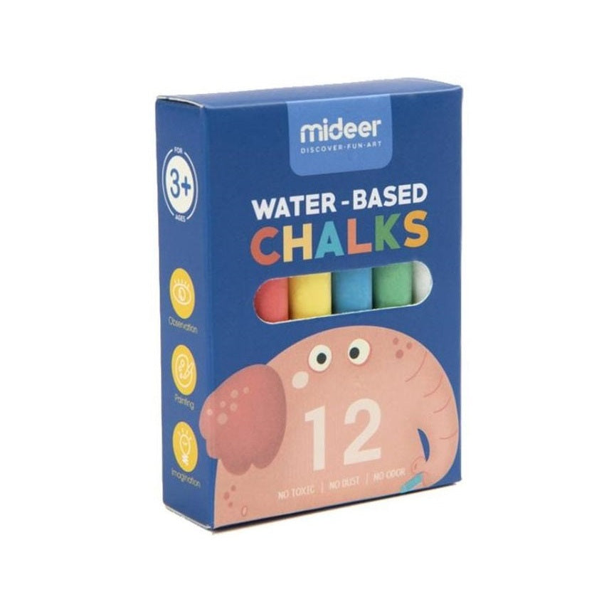 Mideer palm oil chalk elephant set, 12 colors, water-based chalks in blue box
