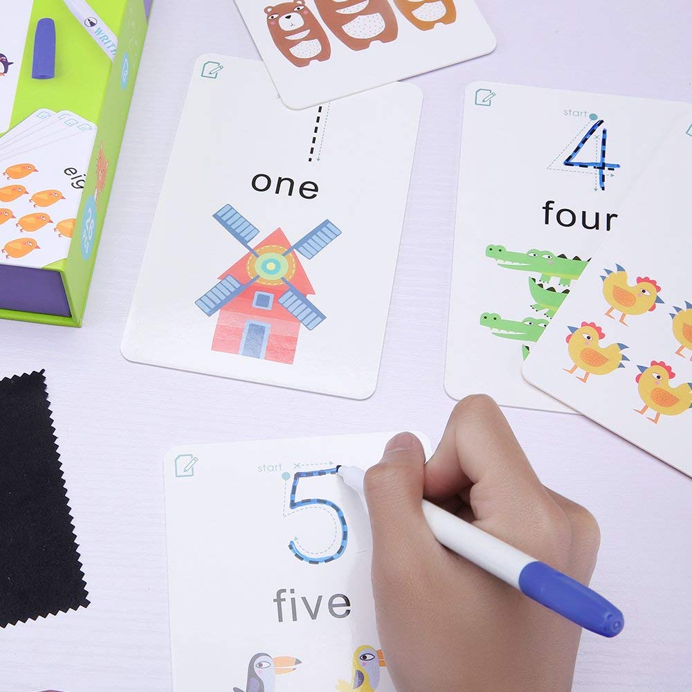 Mideer wipe-and-write activity 123 cards set for kids with numbered cards and playful illustrations