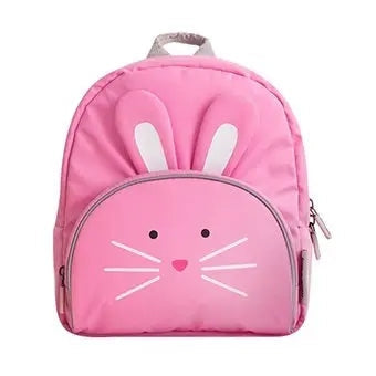 MILO & GABBY Character Backpack in pink, showing a bunny-face front pocket and top carry handle.