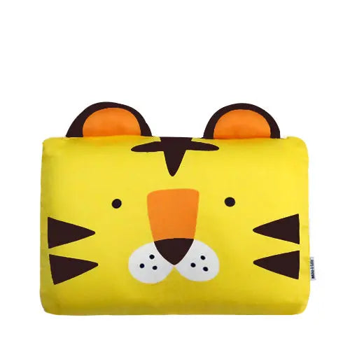 Milo & Gabby Pillowcase for Baby, bright yellow tiger design with plush ears.