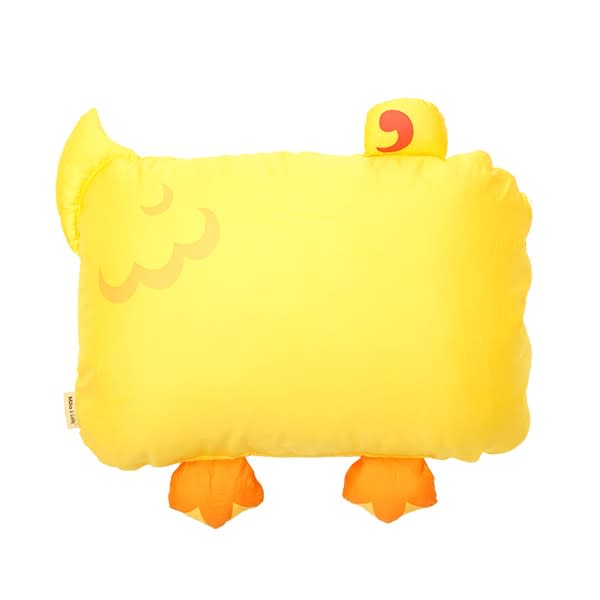 Milo & Gabby Pillowcase for Kids in bright yellow plush with orange feet accents