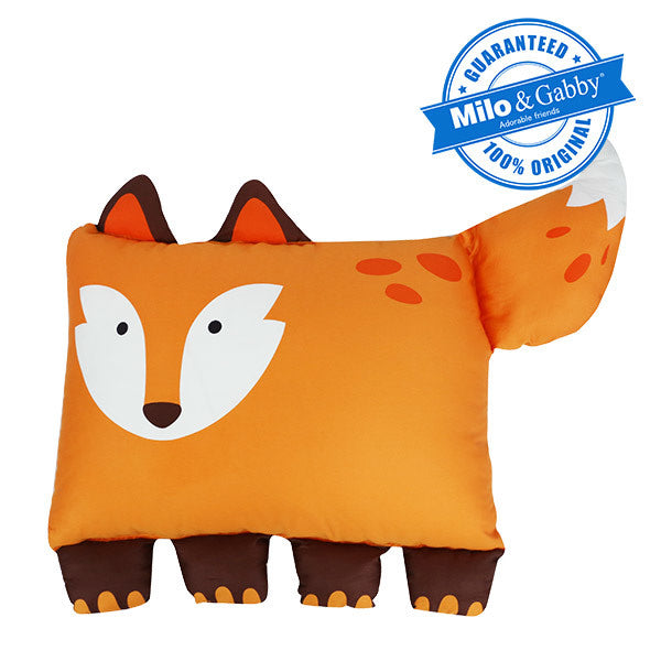 MILO & GABBY fox pillowcase for kids, orange with white fox face, brown paws and tail
