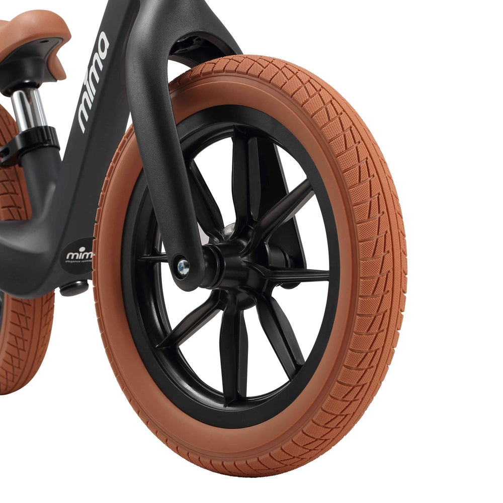 Mima Zoom Lite Balance Bike in Black front wheel detail