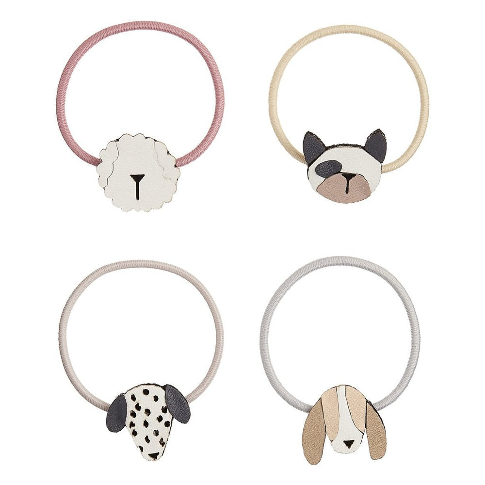 Mimi & Lula doggy ponies hair ties set of 4 in pastel colors with cute dog face charms