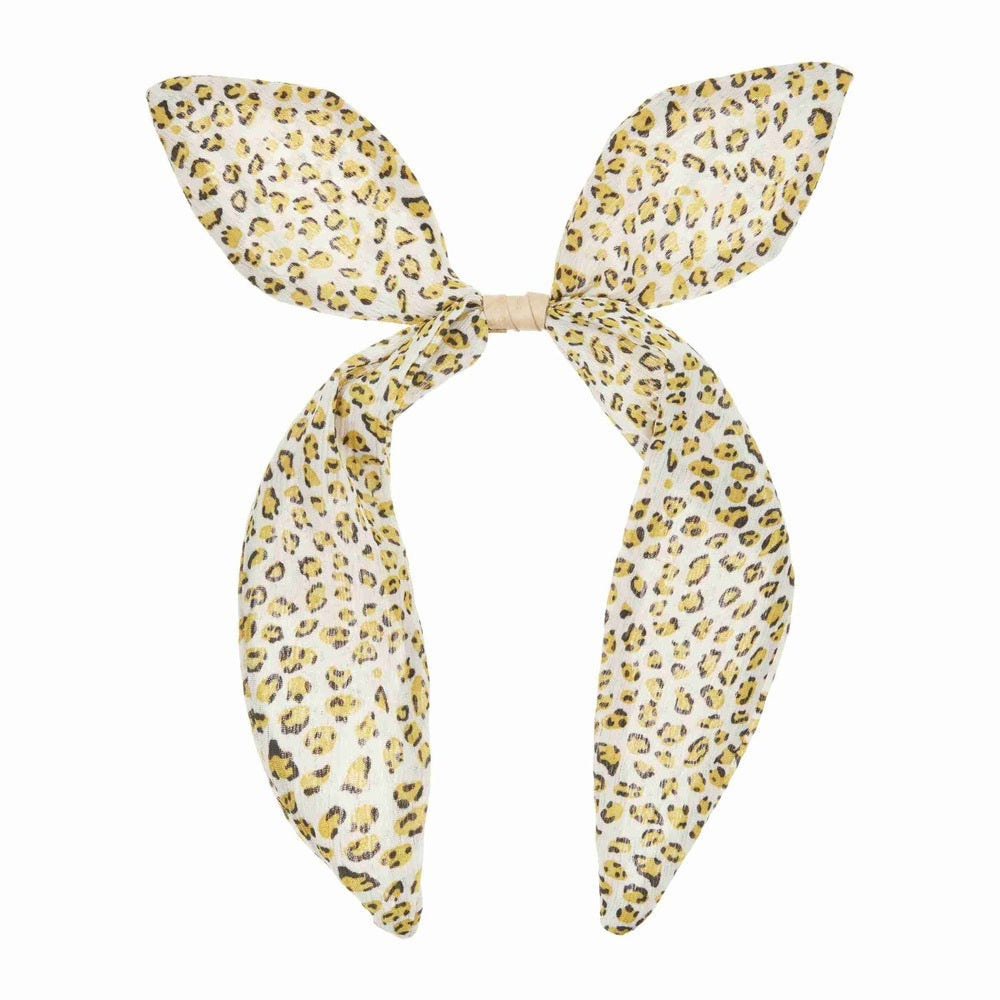 Mimi & Lula Jungle Coco Bow Alice Band in yellow leopard print fabric