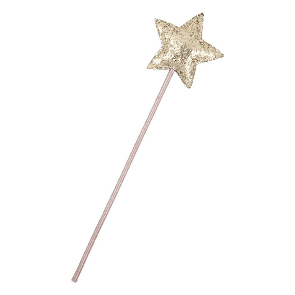Mimi & Lula Rose Gold Fairy Wand with glitter star displayed diagonally to show sparkle.