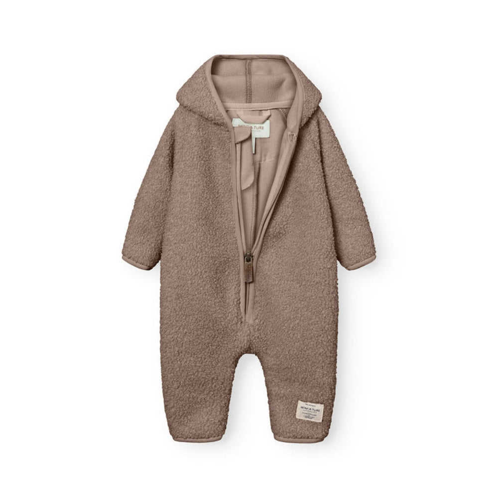 MINI A TURE Matadel teddyfleece jumpsuit in grey brown for babies