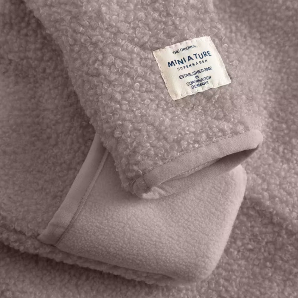 MINI A TURE teddy fleece jumpsuit in zinc purple for babies, soft cozy outerwear