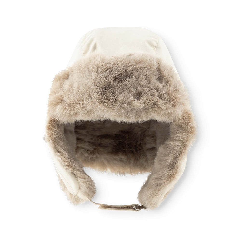 Mini A Ture Matcrister teddy-lined winter hat in cream angora with plush fur lining