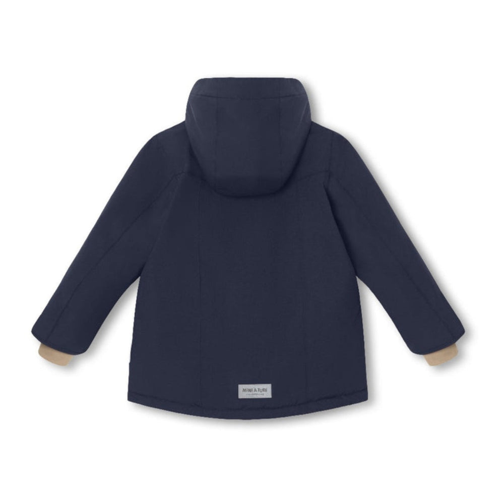 MINI A TURE Matvestyn Ski Jacket Grs Outer Space navy hooded jacket for kids