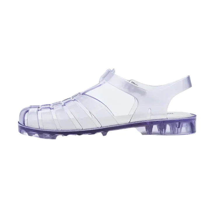 MINI MELISSA Child Possession sandal in clear glass jelly with purple outsole and transparent straps
