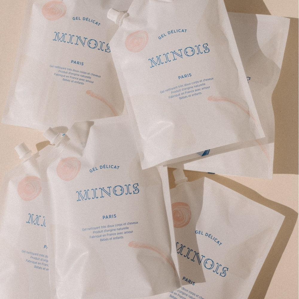 Minois Paris Delicate Gel refill pouch for body and hair, very soft washing gel