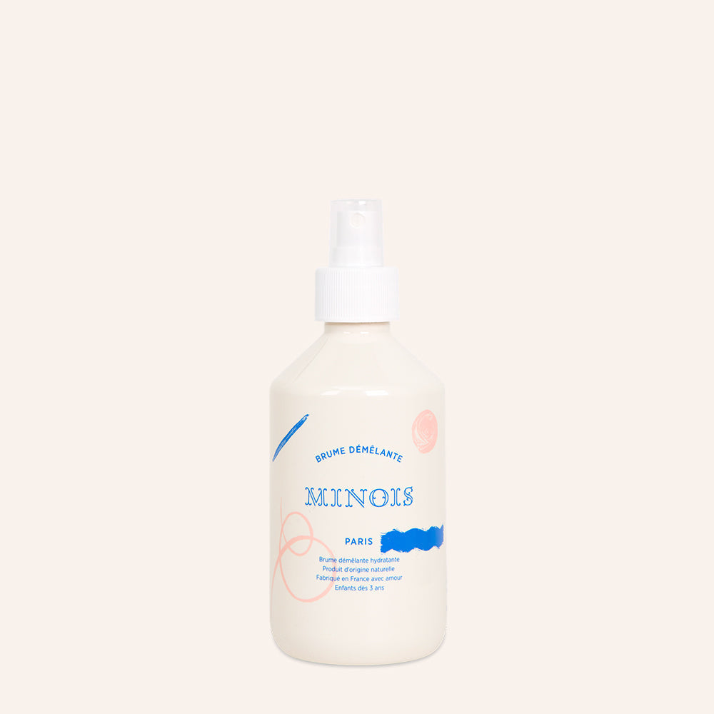 Minois Paris Detangling Mist 300 ml spray bottle, white container with blue label accents