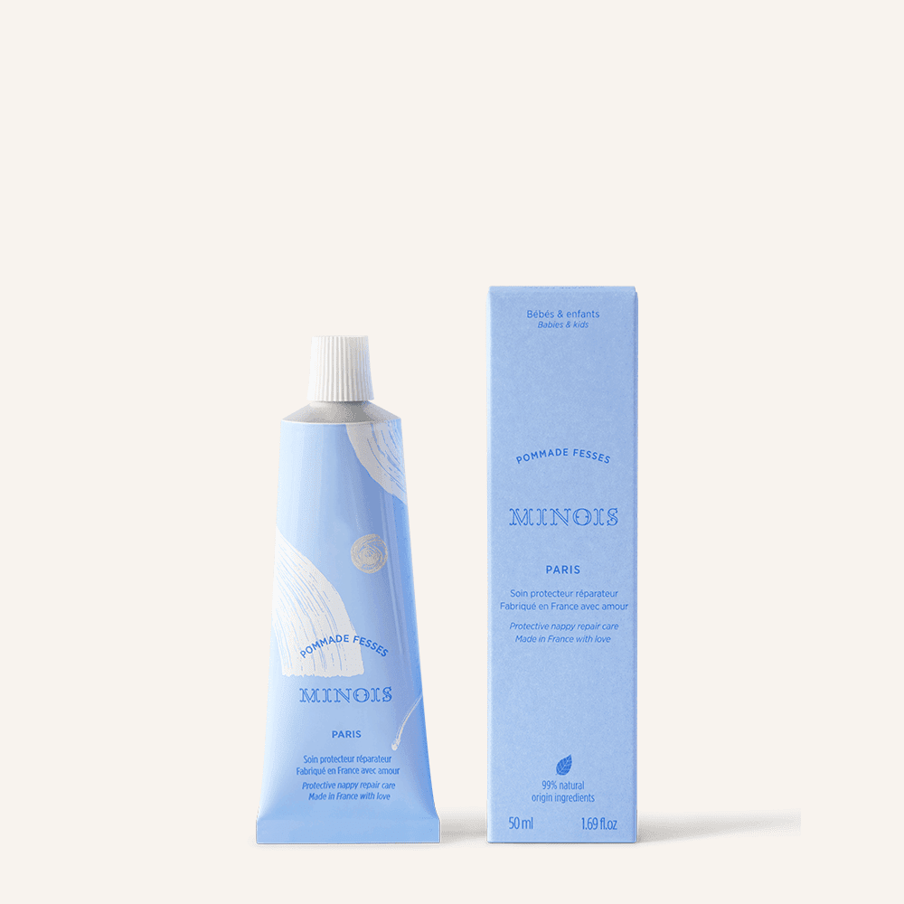 Minois Paris diaper cream tube and blue box, 50 ml, baby skincare product