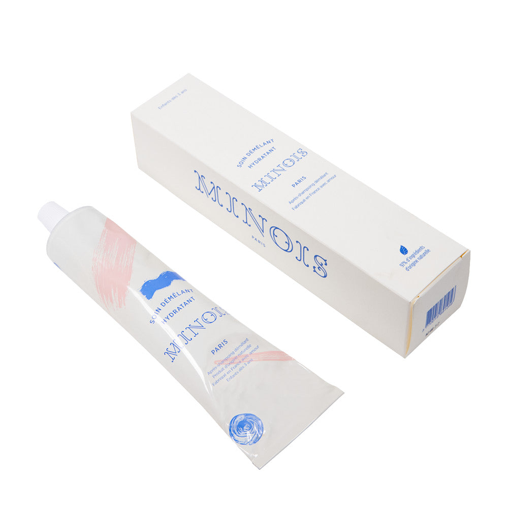 Minois Paris Hydrating Detangling Conditioner 180 ml tube with white packaging and pink-blue accents