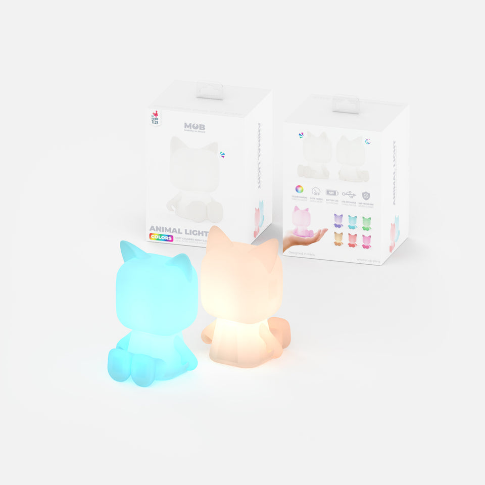 Mob Animal Light silicone night lights, blue and peach, set of 2 from MOB