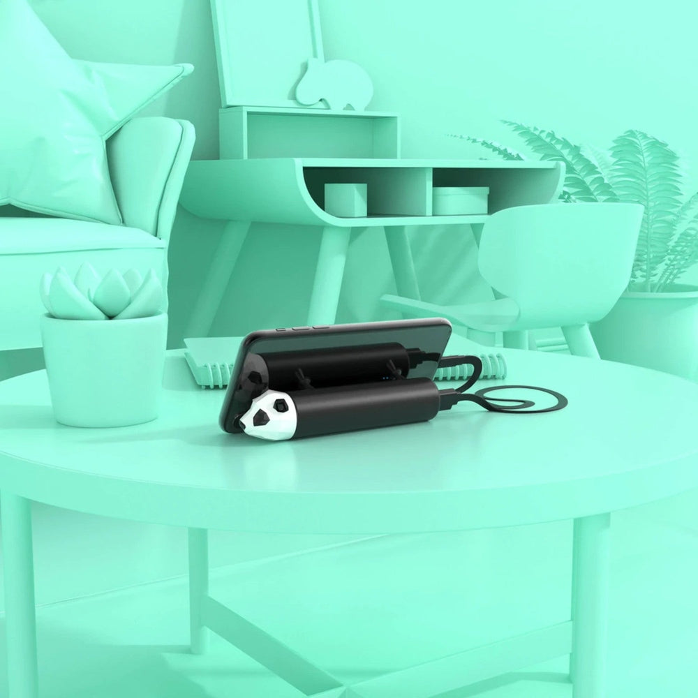 Mob Power Pets 4800mAh Panda power bank with USB cable on table